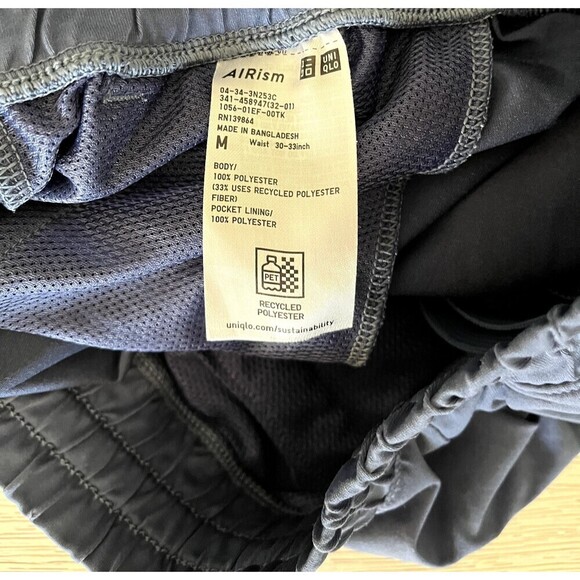 Uniqlo AIRism Cotton Easy Shorts Mens Medium Dark Navy 9" Inseam Comfort - Picture 4 of 6